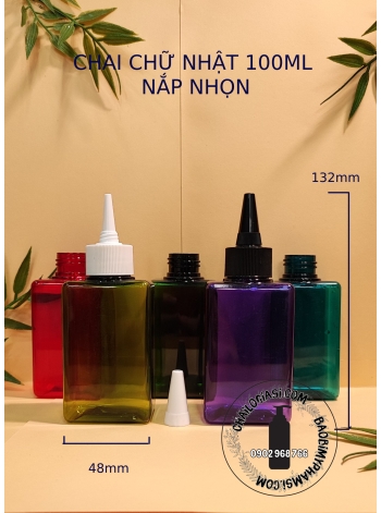 CHAI CHỮ NHẬT 100ML NẮP NHỌN F24 (TRẮNG, TRONG, ĐEN)