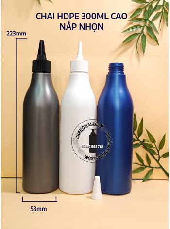 CHAI HDPE 300ML CAO NẮP NHỌN