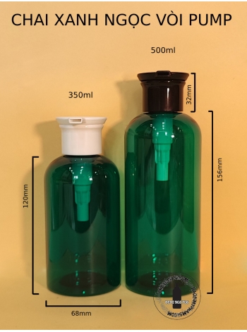 CHAI PET XANH 500ML VÒI PUMP