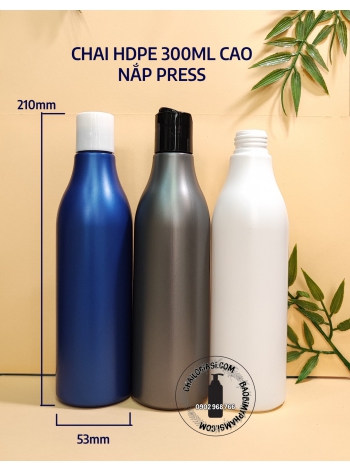 CHAI HDPE 300ML CAO NẮP PRESS