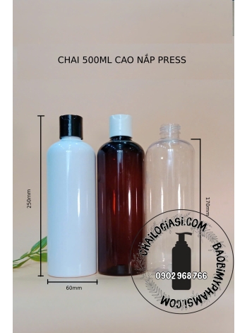 CHAI 500ML CAO NẮP PRESS F28 ( TRẮNG, ĐEN)