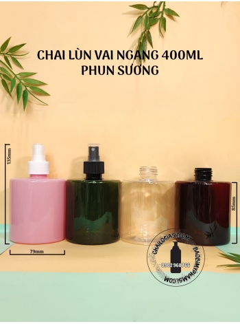 CHAI LÙN VAI NGANG 400ML VÒI PHUN SƯƠNG F28 (TRẮNG, TRONG, ĐEN)