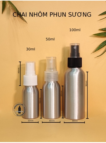 CHAI NHÔM VÒI PHUN SƯƠNG F24 (TRẮNG, TRONG, ĐEN)