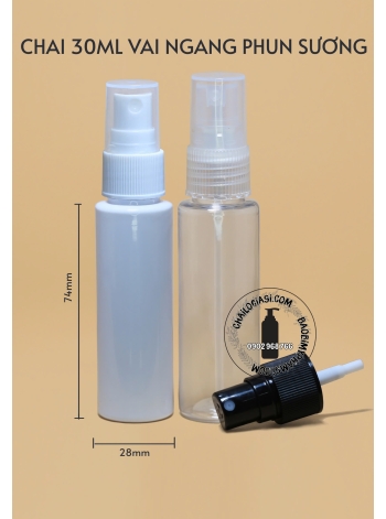 CHAI 30ML VAI VAI NGANG VÒI PHUN SƯƠNG F20(TRẮNG, TRONG, ĐEN)