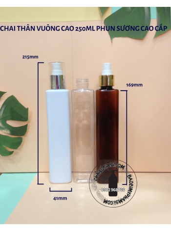 CHAI THÂN VUÔNG CAO 250ML