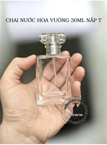 CHAI NƯỚC HOA VUÔNG 30ML NẮP TRÒN TRONG DẸP