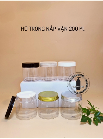HŨ TRONG NẮP VẶN NHÔM ĐEN, VÀNG, BẠC 200ML