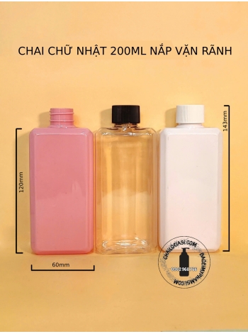 CHAI CHỮ NHẬT 200ML NẮP VẶN SỌC F24 (TRẮNG, ĐEN)