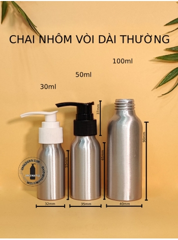 CHAI NHÔM VÒI DÀI F24 (TRẮNG, TRONG, ĐEN)
