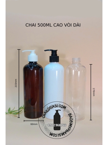 CHAI 500ML CAO VÒI DÀI F28 (TRẮNG, TRONG, ĐEN)