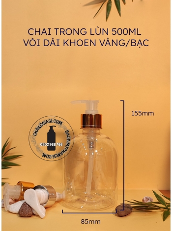 CHAI TRONG LÙN 500ML VÒI DÀI KHOEN VÀNG/ BẠC