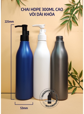 CHAI HDPE 300ML CAO VÒI DÀI KHOẮ TRẮNG/ ĐEN