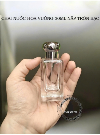 CHAI NƯỚC HOA VUÔNG 30ML NẮP TRÒN BẠC