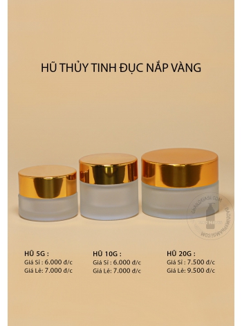 HŨ THỦY TINH ĐỤC 10G NẮP VÀNG