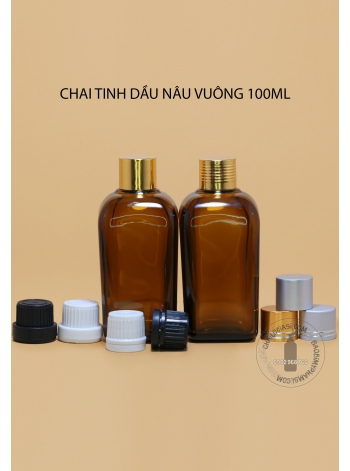 CHAI TINH DẦU 100ML NÂU VUÔNG 