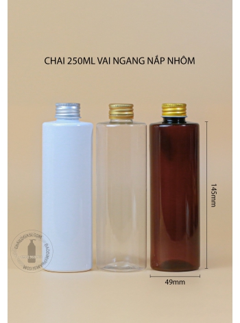 CHAI NHỰA 250ML VAI NGANG NẮP NHÔM 