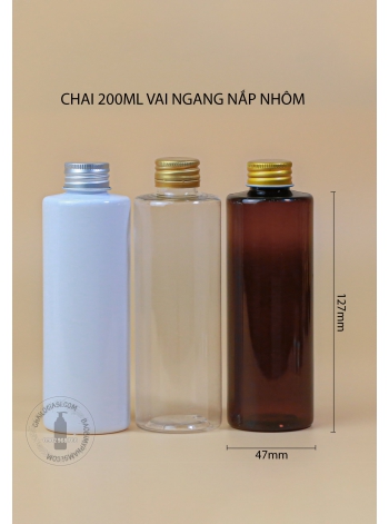 CHAI NHỰA 200ML VAI NGANG NẮP NHÔM F24 ( BẠC, VÀNG)