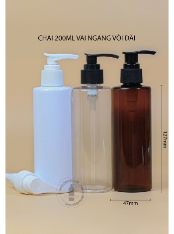 CHAI 200ML VAI NGANG VÒI DÀI F24 (TRẮNG, TRONG, ĐEN)