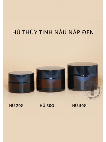 HŨ THỦY TINH NÂU 30G NẮP ĐEN
