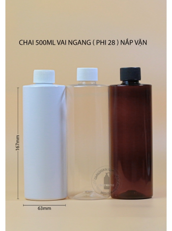 CHAI 500ML VAI NGANG NẮP VẶN SỌC F28 (TRẮNG, ĐEN)