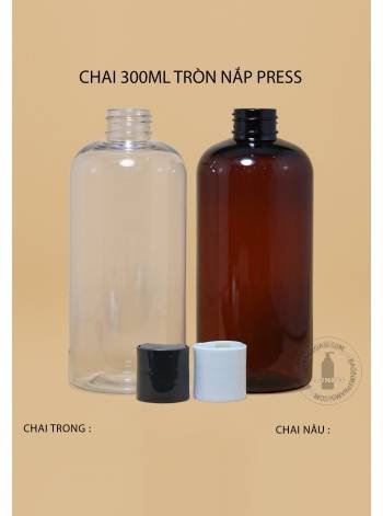 CHAI NHỰA 300ML TRÒN NẮP PRESS F24 ( TRẮNG, ĐEN)