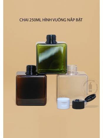 CHAI 250ML HÌNH VUÔNG (VN) NẮP BẬT SỌC F24 (TRẮNG, TRONG, ĐEN)