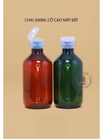 CHAI NHỰA 300ML CỔ CAO NẮP BẬT SỌC F28 (TRẮNG, TRONG, ĐEN)