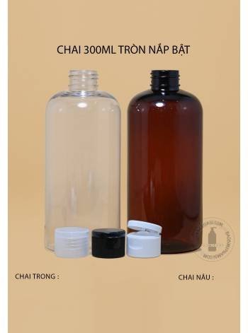 CHAI 300ML TRÒN NẮP BẬT SỌC F24 (TRẮNG, TRONG, ĐEN)