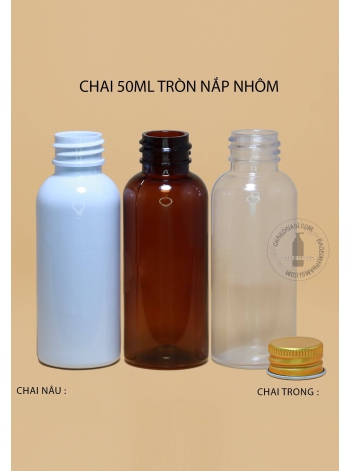 CHAI NHỰA 50ML NẮP NHÔM  F20 ( BẠC, VÀNG)
