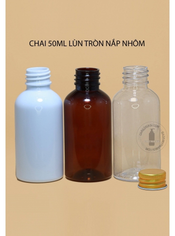 CHAI NHỰA 50ML LÙN NẮP NHÔM F20 ( BẠC, VÀNG)