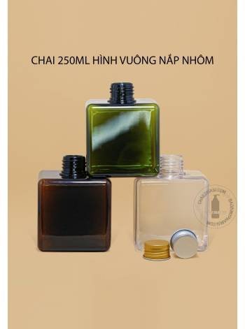 CHAI 250ML HÌNH VUÔNG (VN) NẮP NHÔM  F24 ( BẠC, VÀNG)