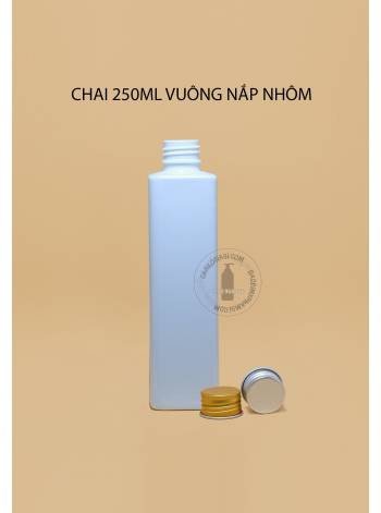 CHAI NHỰA 250ML THÂN VUÔNG NẮP NHÔM