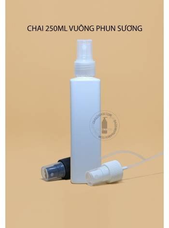 CHAI NHỰA 250ML THÂN VUÔNG PHUN SƯƠNG 