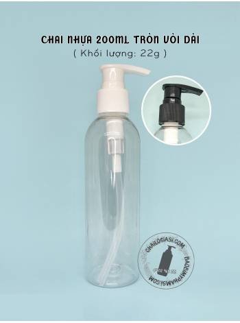 CHAI NHỰA 200ML TRÒN VÒI DÀI F24 (TRẮNG, TRONG, ĐEN)