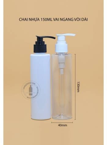 CHAI NHỰA 150ML VAI NGANG VÒI DÀI F24 (TRẮNG, TRONG, ĐEN)