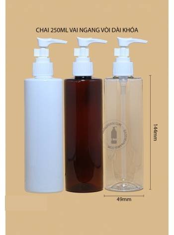 CHAI 250ML VAI NGANG VÒI DÀI KHÓA F24 (TRẮNG, ĐEN)