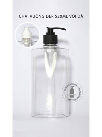CHAI VUÔNG DẸP 520ML VÒI DÀI