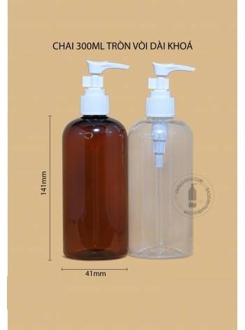 CHAI 300ML TRÒN VÒI DÀI KHOÁ F24 (TRẮNG, ĐEN)