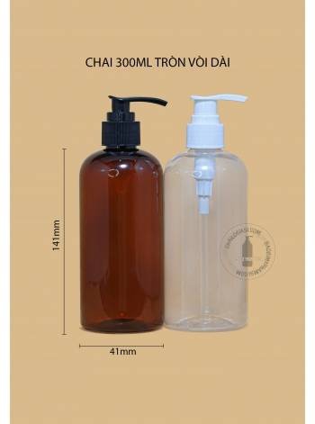 CHAI 300ML TRÒN VÒI DÀI F24 (TRẮNG, TRONG, ĐEN)