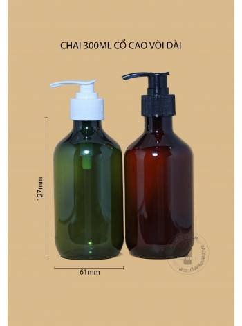 CHAI 300ML CỔ CAO VÒI DÀI F28 (TRẮNG, TRONG, ĐEN)
