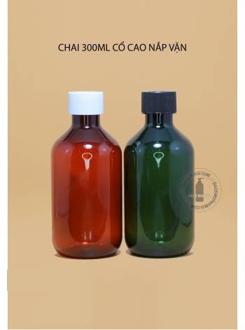 CHAI NHỰA 300ML CỔ CAO NẮP VẶN SỌC F28 (TRẮNG, ĐEN)