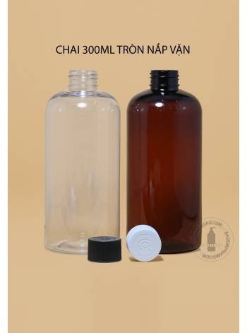 CHAI NHỰA 300ML TRÒN NẮP VẶN SỌC F24 (TRẮNG, ĐEN)