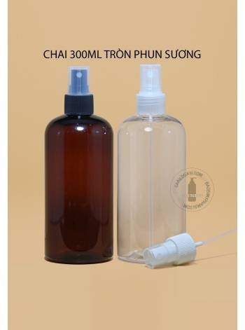 CHAI 300ML TRÒN VÒI PHUN SƯƠNG F24 (TRẮNG, TRONG, ĐEN)