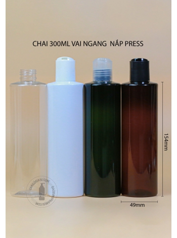 CHAI 300ML VAI NGANG NẮP PRESS F24 ( TRẮNG, ĐEN)