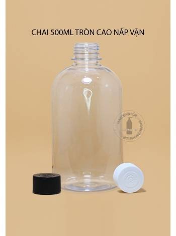 CHAI NHỰA 500ML TRÒN CAO NẮP VẶN 
