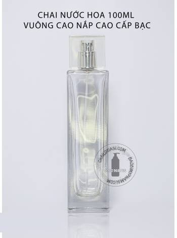 CHAI NƯỚC HOA VUÔNG 100ML NẮP CAO CẤP BẠC
