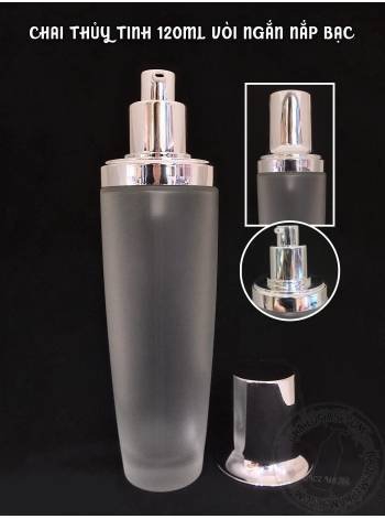 CHAI THỦY TINH BẦU VÒI NGẮN 120ML NẮP BẠC