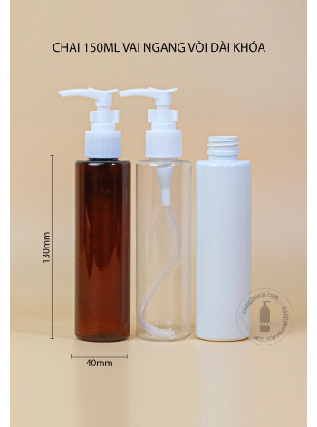 CHAI NHỰA 150ML VAI NGANG VÒI DÀI KHÓA F24 (TRẮNG, ĐEN)