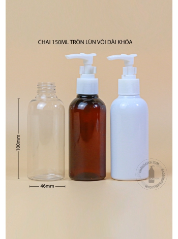 CHAI 150ML TRÒN LÙN VÒI DÀI KHÓA F24 (TRẮNG, ĐEN)