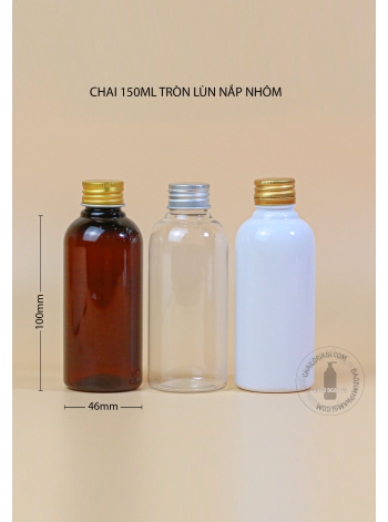 CHAI 150ML TRÒN LÙN NẮP NHÔM F24 ( BẠC, VÀNG)